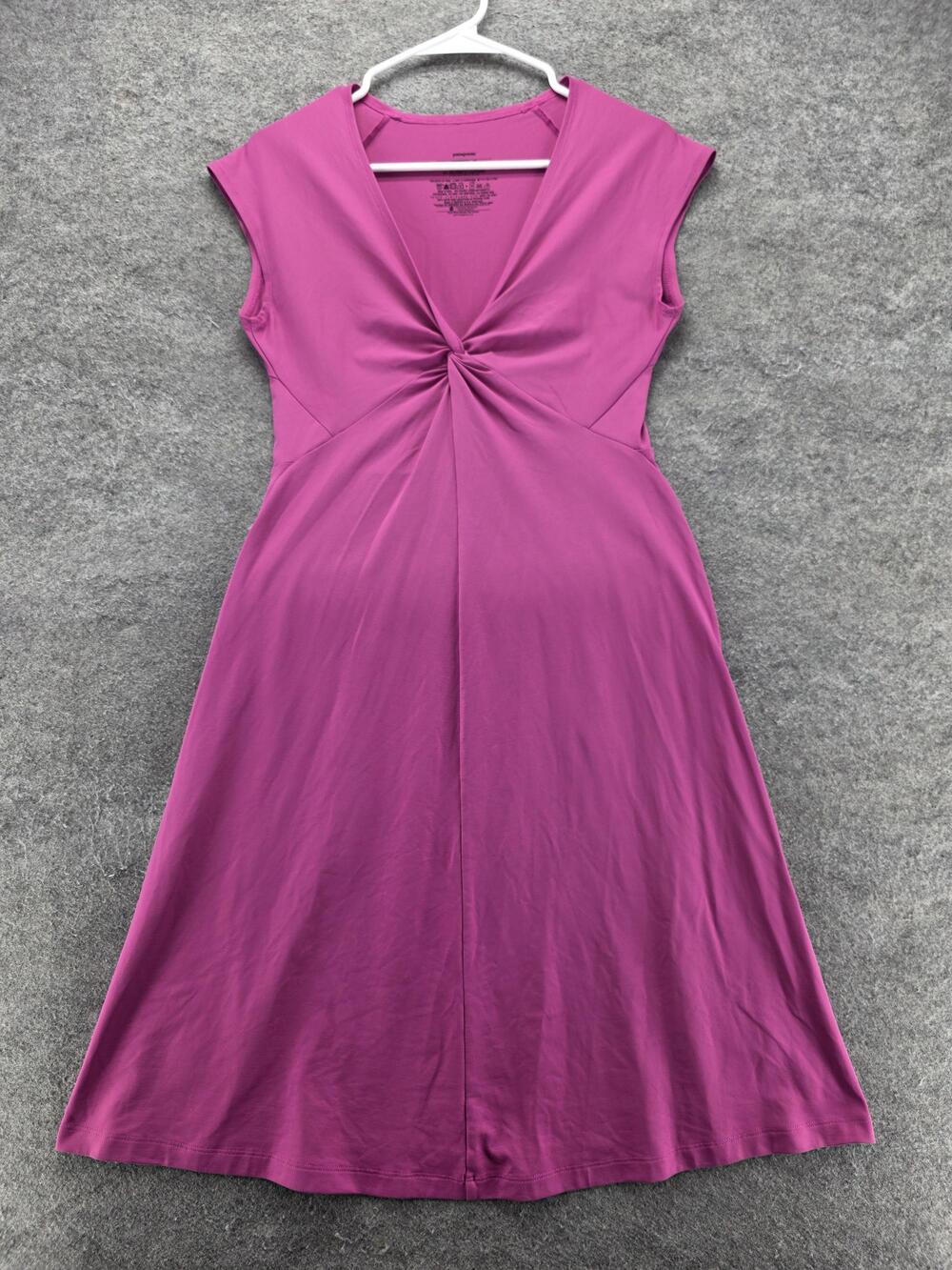 Patagonia Dress Womens M Pink A-Line Knee Length V-Neck Cap Sleeve Jersey Travel